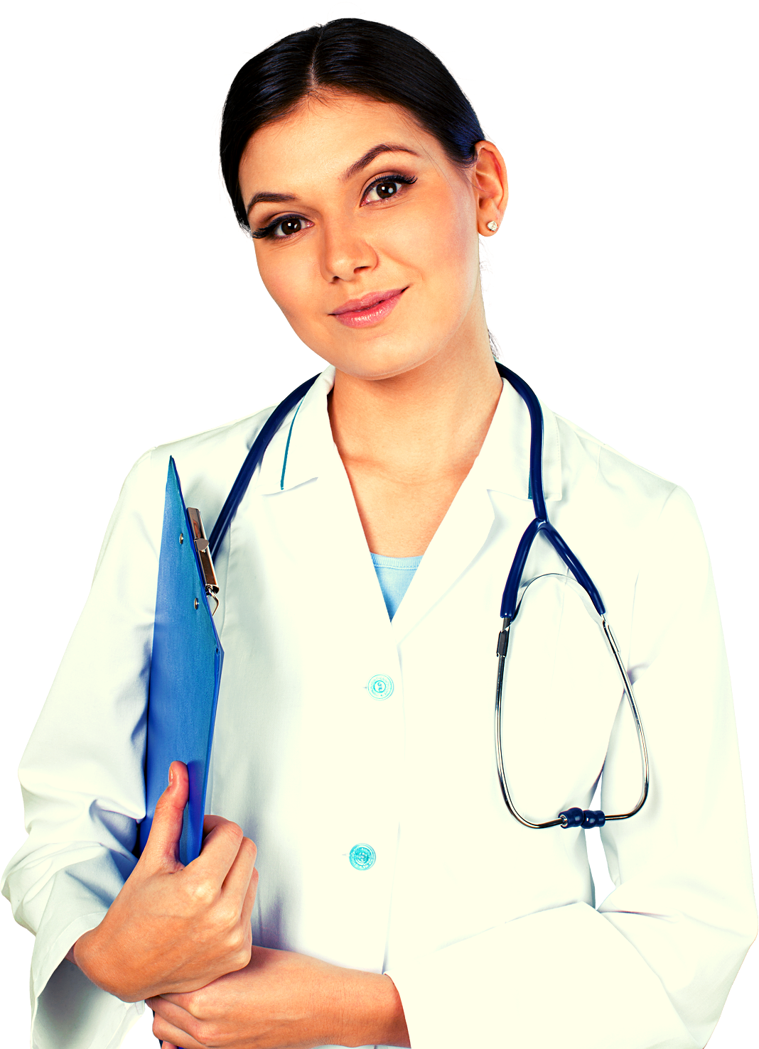 Female Doctor Standing with File Folder - Isolated